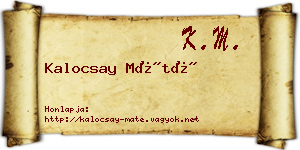 Kalocsay Máté névjegykártya
